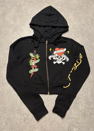 Sweat à capuche Ed Hardy crop top noir coton ladies printed y2k hoodie zip SE2-1/2, marca: Ed Hardy, estado: Muito bom, tamanho: S / 36 / 8, €34.90, €37.35 inclui Proteção do Comprador
