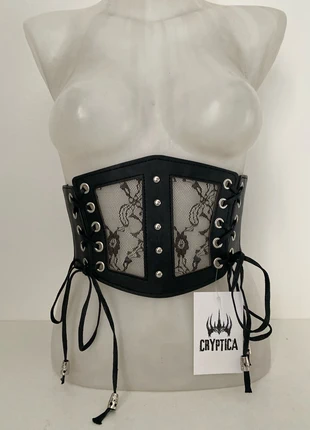 Ceinture de taille en simili cuir noir effet transparence, merk: Cryptica, staat: Heel goed, maat: Aanpasbaar, € 13,00, € 14,35 inclusief Kopersbescherming Pro