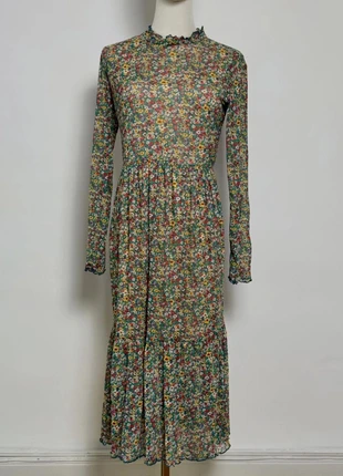 Robe midi fleurie vintage à manches longues – style bohème chic romantique made in Mexico M/L, marke: Ginger G, zustand: Sehr gut, größe: L / 40 / 12, 10,00 €, 11,20 € beinhaltet Vinted-Käuferschutz Pro