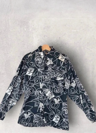 Chemise Cajun by Becker vintage 90's-imprimé Français noir/blanc-M-Parfait état, merk: Cajun by Becker, staat: Heel goed, maat: M, € 15,00, € 16,45 inclusief Kopersbescherming