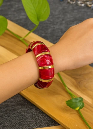 Bracelet rigide rouge marbré et doré style vintage chic, marca: CHIC, estado: Novo sem etiquetas, €9.99, €11.19 inclui Proteção do Comprador