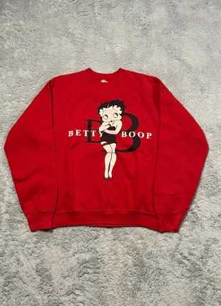 Vintage Fruit of the Loom – Betty Boop Sweater Rood – L, merk: Fruit of the Loom, staat: Goed, maat: L / 40 / 12, € 18,00, € 19,60 inclusief Kopersbescherming