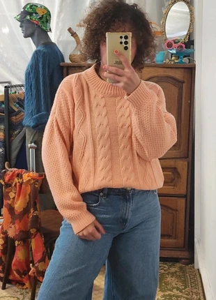 Gros pull tricoté à torsades rose corail made in France 251564, marca: Vintage Dressing, estado: Muito bom, tamanho: M / 38 / 10, €34.00, €36.40 inclui Proteção do Comprador Pro