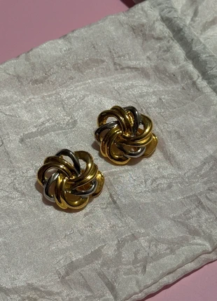 Orecchini Vintage a clip con motivo a nodo bicolore, marque: Vintage Chic, état: Très bon état, 10,00 €, 11,20 € Protection acheteurs incluse