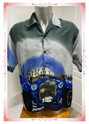 Chemise Vintage y2k manches courtes motif imprimé voiture bleu Taille XXL, brand: Vintage Dressing, condition: Very good, size: XXL, €5.90, €6.90 includes Buyer Protection