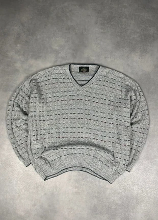 Pull col V maille vintage coton motifs gris multicolore Made in USA XL, marque: Vintage Dressing, état: Bon état, taille: XL, 18,90 €, 20,55 € Protection acheteurs (Pro) incluse