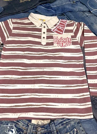 Y2K Striped Long Sleeve Polo Shirt Patches Graphic Burdeos White Vintage, marca: Yellow Rat Bastard, estado: Muy bueno, tamaño: L, 23,00 €, 24,85 € Protección al comprador Pro incluida