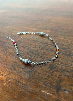 Bracelet argent et perles orange rouge, marca: Argent, estado: Muy bueno, 12,00 €, 13,30 € Protección al comprador incluida