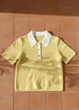 Top col polo Atelier Mimosa, maille texturée, manches courtes, taille S, preppy, rétro, chic, brand: Mason Lysée, condition: Very good, size: S / 36 / 8, €40.99, €43.74 includes Buyer Protection Pro