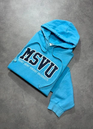 Pull à capuche Universitaire USA bleu oversize - Logo brodé - 100% coton - Taille S, brand: Vintage Dressing, condizioni: Ottime, taglia: S, €12.00, €13.30 include la Protezione acquisti