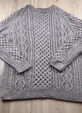 Pull Torsadé Épais - Maille Aran - Fait Main - Taupe / Gris Beige - taille L, marque: Fait Main, état: Très bon état, taille: L / 40 / 12, 25,00 €, 26,95 € Protection acheteurs incluse
