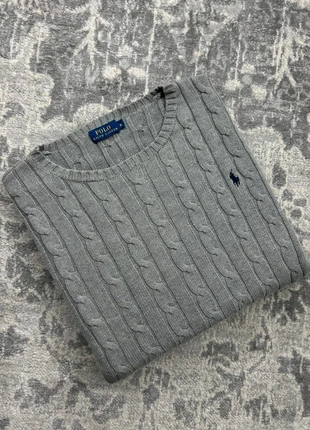 Pull Torsadé en Maille / Cable Knit RL / Ralph Lauren Gris Taille XL - Logo Bleu Marine Brodé, brand: Ralph Lauren, condition: Very good, size: XL / 42 / 14, €55.00, €58.45 includes Buyer Protection Pro