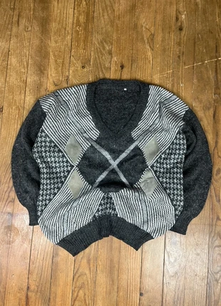 Pull vintage maille laine col v motifs carreaux gris blanc L Made in Italy, marque: Vintage Dressing, état: Bon état, taille: L, 10,00 €, 11,20 € Protection acheteurs (Pro) incluse