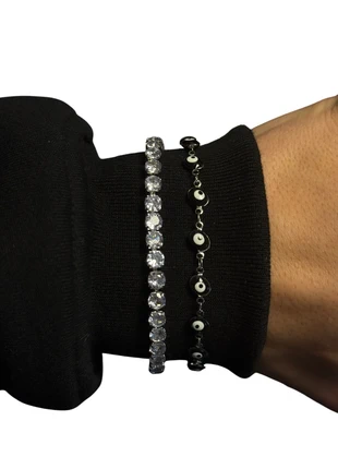 Vintage Y2K „Black Evil Eye + White Rope Cord“ Set, marke: CHROME, zustand: Sehr gut, 15,00 €, 15,95 € inklusive Vinted-Käuferschutz