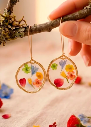 Handmade Resin Earrings with Real Flowers – Unique Jewelry Gift, marca: Fran & Fran, estado: Muy bueno, 30,00 €, 32,20 € Protección al comprador incluida