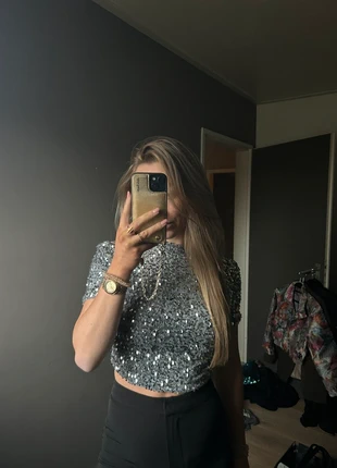 Glitter top zilver | maat s | nieuw!, merk: boutique, staat: Nieuw met prijskaartje, maat: S / 36 / 8, € 35,00, € 37,45 inclusief Kopersbescherming
