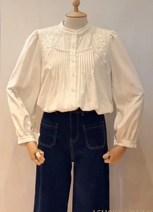 Chemise blouse beige broderie fleur coton taille M, marque: Season, état: Très bon état, taille: M / 38 / 10, 29,90 €, 32,10 € Protection acheteurs (Pro) incluse