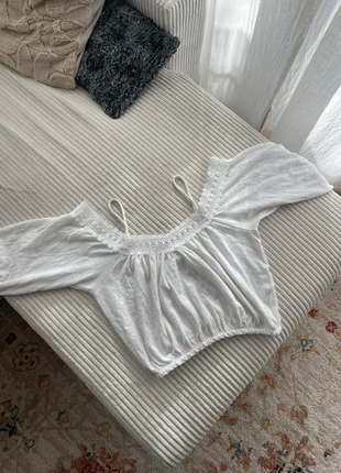 Haut blanc bohème / épaules dénudées, marque: Pull & Bear, état: Très bon état, taille: XS / 34 / 6, 5,00 €, 5,95 € Protection acheteurs incluse