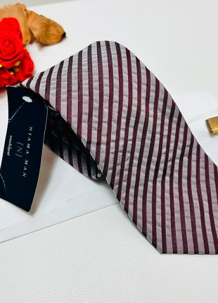 Cravate Neuve avec étiquette - soie à rayure tissé beige bordeaux - 9,5 cm, marca: Vintage Dressing, estado: Novo com etiquetas, €6.00, €7.00 inclui Proteção do Comprador Pro