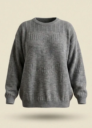 Pull Vintage 90's Gris Texturé Maille Relief - Taille XL (Boxy Oversize), marque: Vintage Dressing, état: Bon état, taille: XL / 42 / 14, 5,00 €, 5,95 € Protection acheteurs incluse