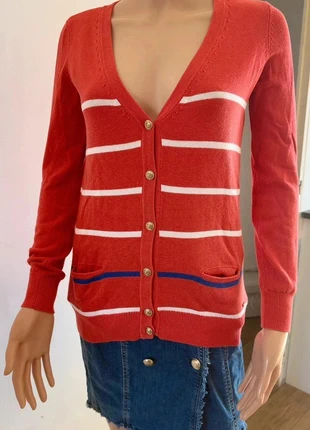 Cardigans Tommy Hilfiger Orange rouge à rayure blanche et bleu - Taille XS - Femme, marque: Tommy Hilfiger, état: Très bon état, taille: XS / 34 / 6, 19,90 €, 21,60 € Protection acheteurs incluse