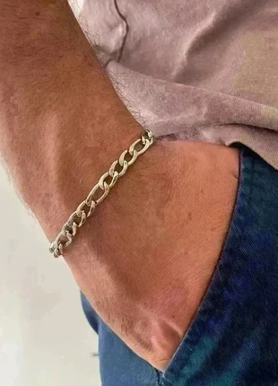 Bracelet en acier inoxydable, bracelet chaîne figaro, bijou homme, cadeau pour lui, condition: Very good, €11.00, €12.25 includes Buyer Protection Pro