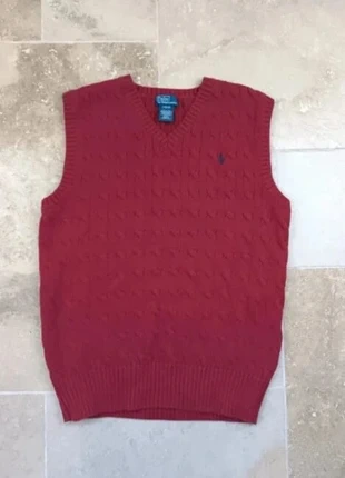 Magnifique pull torsadé sans manche col V Ralph Lauren - Homme S - Rouge logo marine, marke: Ralph Lauren, zustand: Neu, größe: S, 74,00 €, 78,40 € beinhaltet Vinted-Käuferschutz Pro