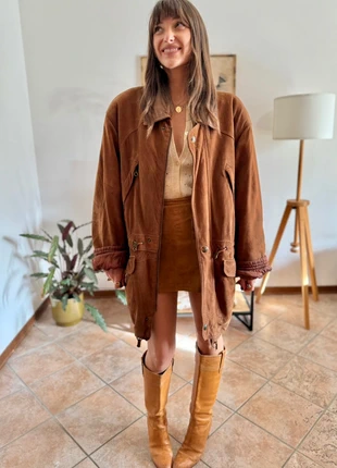 1970's vintage unisex brown suede coat with quilted and fleece patterned lining, brand: Unique Vintage, condizioni: Ottime, taglia: L / IT 44 / EU 40, €45.00, €47.95 include la Protezione acquisti Pro