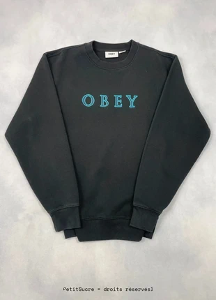 Pull Obey Noir coupe Large Crew Neck Oversize Sweatshirt - Taille S #1773, brand: Obey, condition: Very good, size: S, €49.00, €52.15 includes Buyer Protection Pro