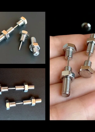 Brincos parafuso em aço inoxidável, brand: Punk, condizioni: Nuovo senza cartellino, €6.00, €7.00 include la Protezione acquisti