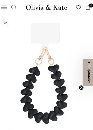 Zwarte Brede Hartjes - Telefoonkoord, merk: Olivia & Kate, staat: Nieuw met prijskaartje, € 15,00, € 16,45 inclusief Kopersbescherming