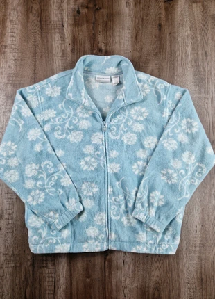 Veste polaire Alfred Dunner bleu pastel motif fleurs coupe petite taille PM, marca: Alfred Dunner, estado: Muito bom, tamanho: M / 38 / 10, €12.90, €14.25 inclui Proteção do Comprador Pro