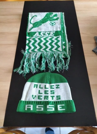 Ensemble vintage Asse Bonnet+ écharpe année 1976, marque: AS Saint-Étienne, état: Bon état, 50,00 €, 53,20 € Protection acheteurs incluse