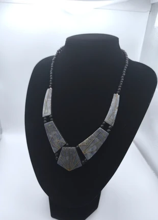 Collier vintage élégant tons gris et noir ADSA2, merk: Vintage Chic, staat: Heel goed, € 7,00, € 8,05 inclusief Kopersbescherming Pro