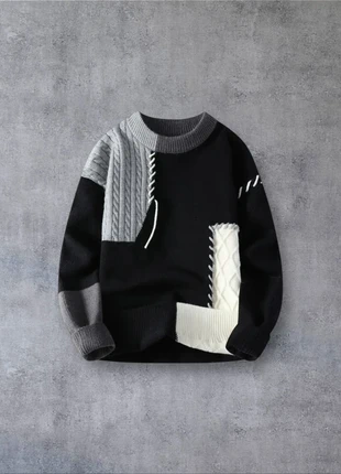 Pull Vintage Y2K Noir Blanc Taille L - Américain Old School USA 90s Streetwear, brand: Aesthetic, condition: Very good, size: L, €54.90, €58.35 includes Buyer Protection