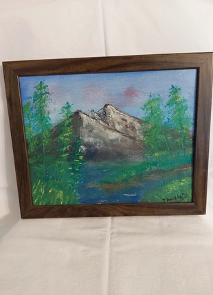 Tableau paysage montagne 24 x 30 cm, marque: Fait Main, état: Très bon état, 10,00 €, 11,20 € Protection acheteurs incluse