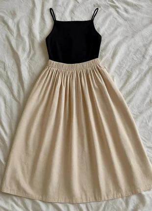 Robe bicolore beige et noir à fines bretelles en coton, condition: Very good, size: M / 38 / 10, €49.99, €53.19 includes Buyer Protection