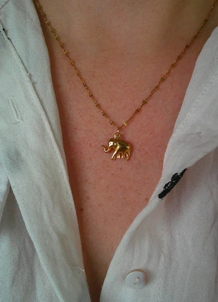 Sagesse d'éléphant 🌟 animal totem spirituel 🌟 collier acier inoxydable réglable ajustable doré, brand: acier inoxydable, condition: Very good, €8.00, €9.10 includes Buyer Protection Pro