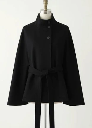 Cape noire avec ceinture à nouer et col montant – style chic hiver, brand: Luna aura, condition: Very good, size: L / 40 / 12, €50.00, €53.20 includes Buyer Protection