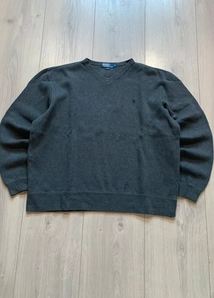 Ralph Lauren Retro Old Money Sweatshirt V Neck Cotton Embroidered Logo Grey, marque: Ralph Lauren, état: Très bon état, taille: XL, 30,90 €, 33,15 € Protection acheteurs incluse