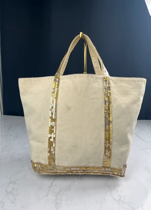Sac cabas Vanessa Bruno crème avec sequin jaune et doré, brand: Vanessa Bruno, condition: Good, €38.00, €40.60 includes Buyer Protection