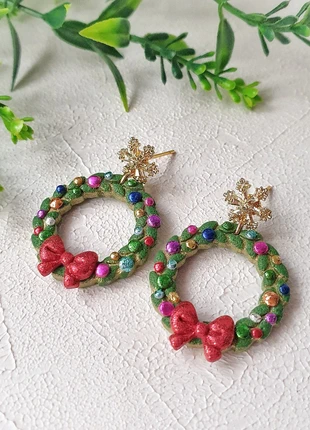 Boucles d'oreilles Couronne de Noël, marke: FIMO, zustand: Neu, 8,50 €, 9,63 € beinhaltet Vinted-Käuferschutz Pro
