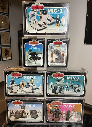 Megadeal!! Empire strikes back - volledige set mini rigs incl acrylic case, merk: Kenner, staat: Heel goed, € 750,00, € 765,00 inclusief Kopersbescherming