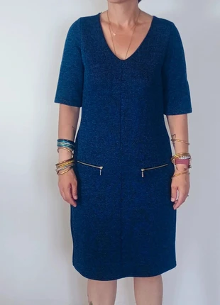 Robe bleu chiné MS Mode – T40 – Poches zippées, marque: M&S Mode, état: Bon état, taille: L / 40 / 12, 4,00 €, 4,90 € Protection acheteurs incluse