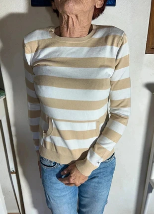 Pull d’hiver Tommy Hilfiger Beige Bleu- Logo- taille S- femme, marque: Tommy Hilfiger, état: Bon état, taille: S / 36 / 8, 8,90 €, 10,05 € Protection acheteurs incluse