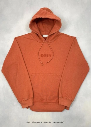 Pull Obey Orange brodé coupe Large Hoodie Oversize Sweatshirt - Taille S #1551, brand: Obey, condition: Very good, size: S, €49.00, €52.15 includes Buyer Protection Pro