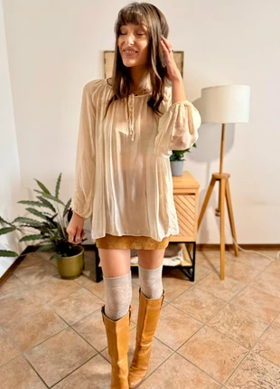 1990's vintage sheer cream silk blend oversize blouse, marque: Unique Vintage, état: Très bon état, taille: M / 38 / 10, 18,00 €, 19,60 € Protection acheteurs (Pro) incluse