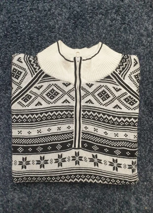 Pull Talbots 2X Therma Warmth noir et blanc à motif Fair Isle, fermeture éclair 1/4 col montant, brand: Talbots, condition: Good, size: Other, €35.00, €37.45 includes Buyer Protection