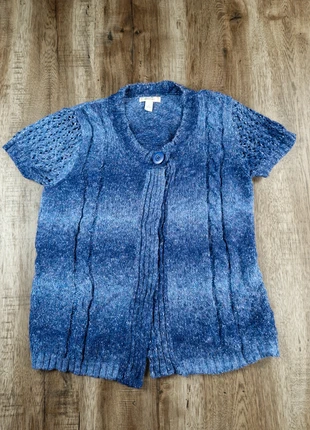 Gilet maille torsadée bleu Dressbarn manches courtes taille M, merk: Dressbarn, staat: Heel goed, maat: M / 38 / 10, € 5,00, € 5,95 inclusief Kopersbescherming Pro