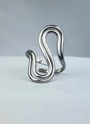 Bague Argentée Double Lignes Fluides Ajustable, marque: CHROME, état: Très bon état, taille: Ajustable, 12,00 €, 13,30 € Protection acheteurs (Pro) incluse